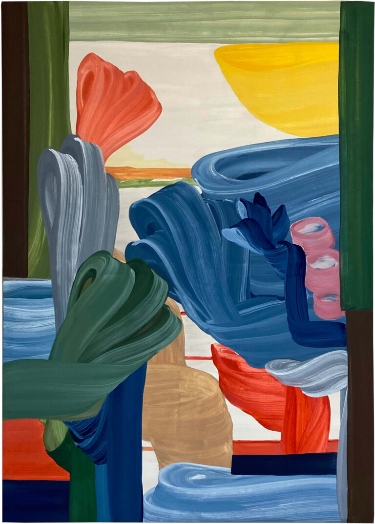 Gol o Bolbol, 2025, egg tempera on canvas, 180 x 120 cm