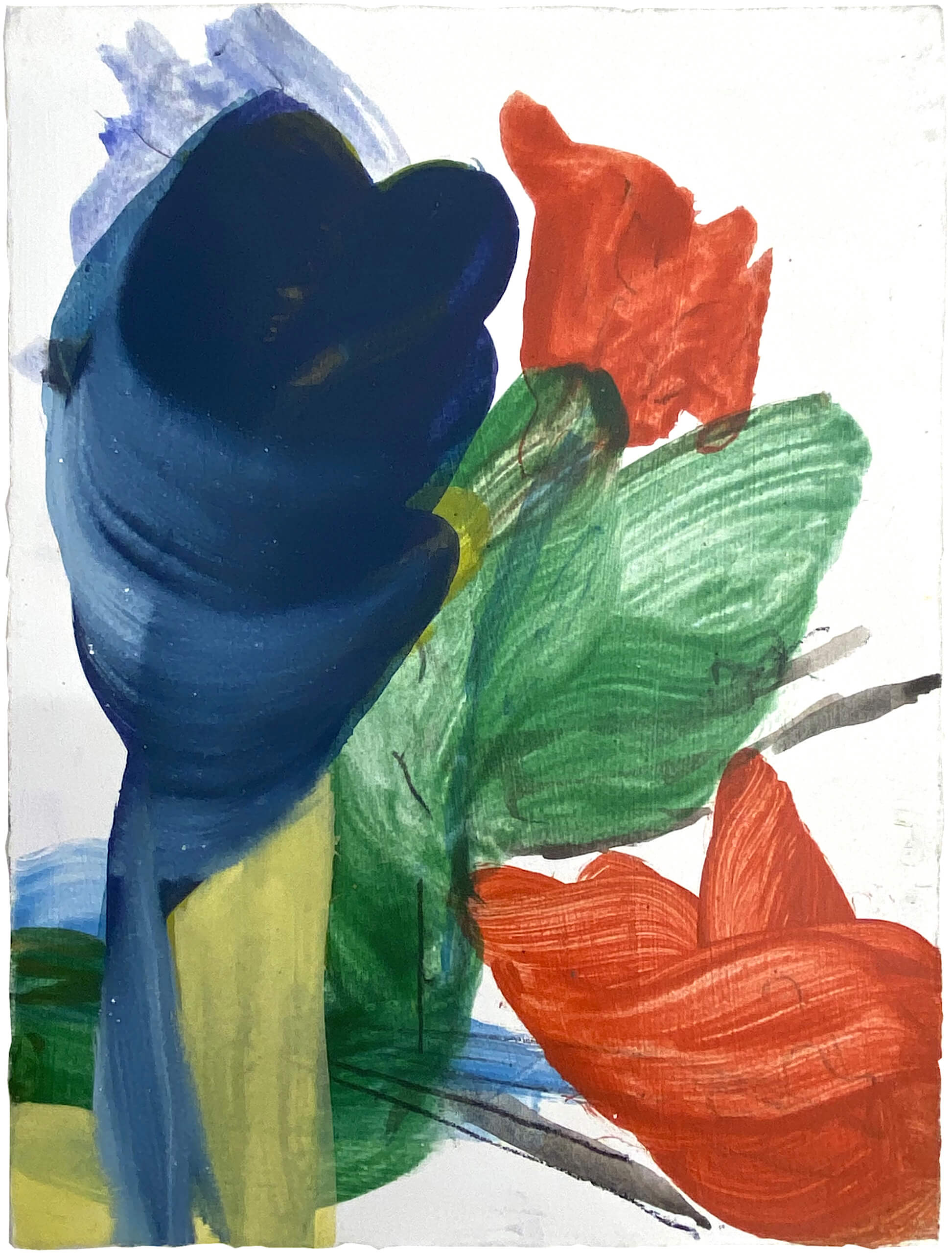 Blue Blossom, 2023, aquarell, pencil and tempera on handmade paper, 27 x 20 cm