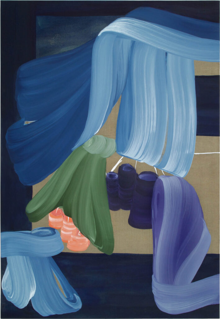 Blue Wing, 2018, egg tempera on linen, 180 x 125 cm