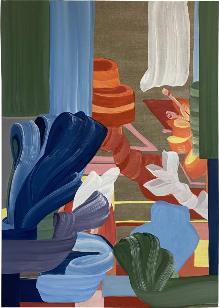 Blüte und Nachtigall, 2025, egg tempera on linen,180 x 125 cm