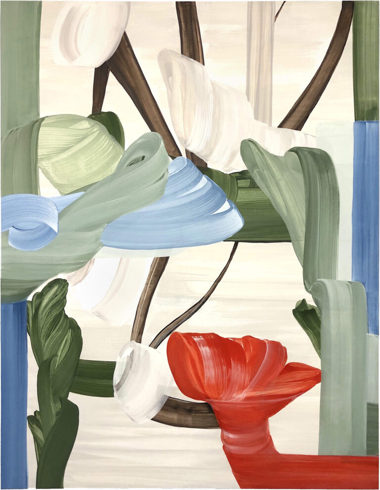 Bright Red Blossom, 2020, egg tempera on canvas, 220 x 170 cm