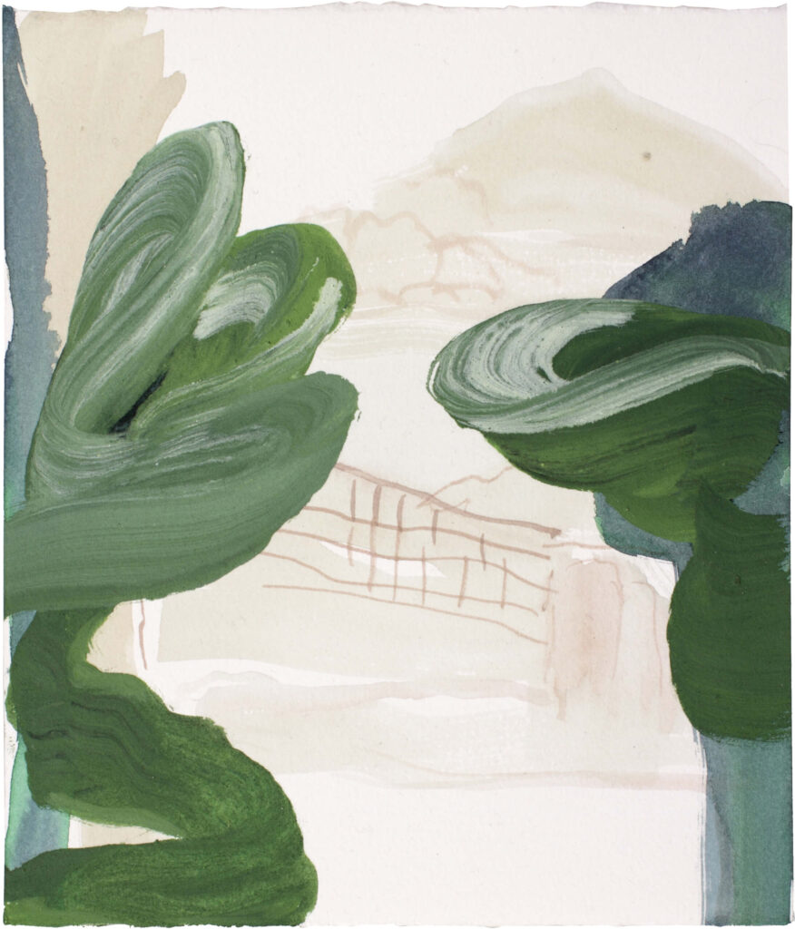 Fence, 2018, aquarell and tempera on handmade paper, 22 x 19,5 cm