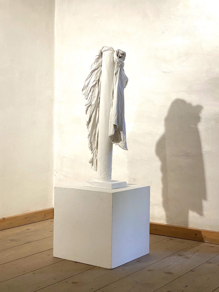 Melancholia, 2022, plaster, wood, 80 x 30 x 25 cm