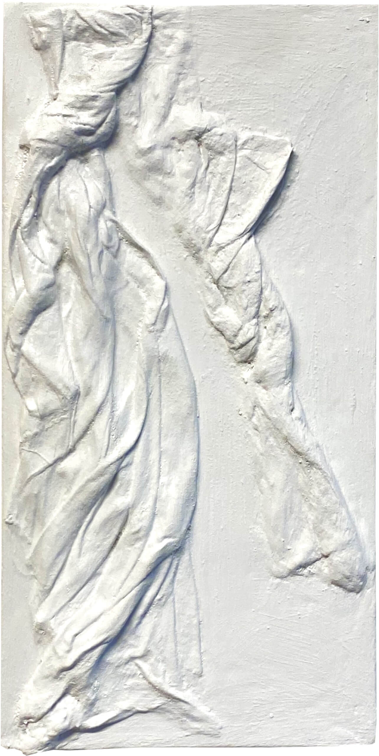 Mountain, 2023, plaster, gesso, relief on wood, 40 x 20 cm