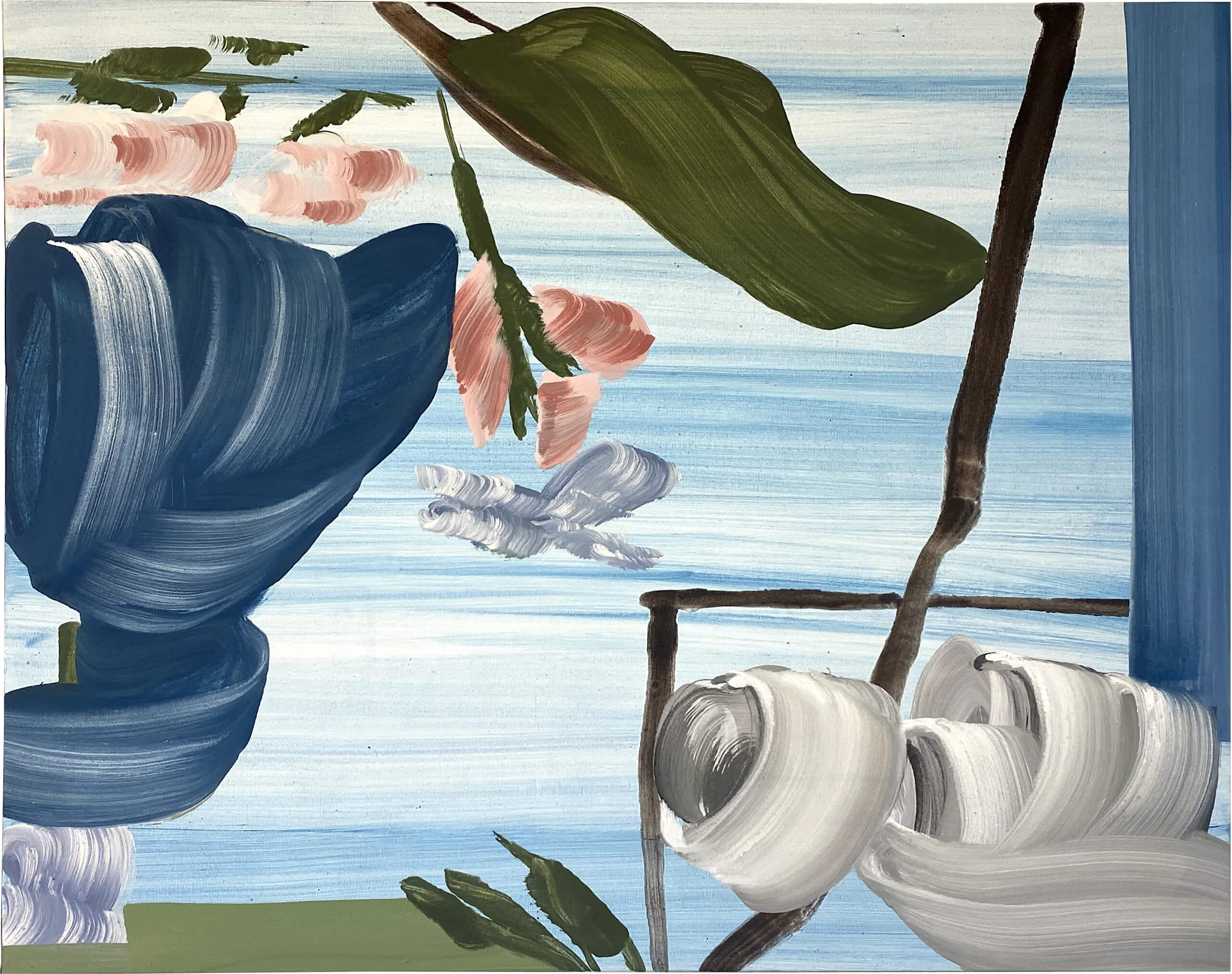 Whispering Branches, 2025, egg tempera on canvas, 80 x 100 cm